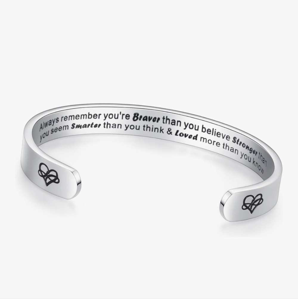 Silver Inspirational Cuff Bracelet